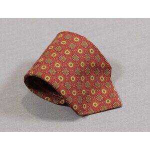 Brooks Brothers 346 100% Silk Tie Necktie Red Geo Metric USA 3.5" Wide